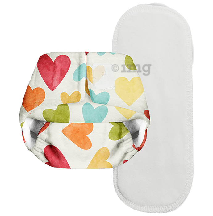 Superbottoms Baby Hearts Newborn UNO Cloth diaper+1 Dry Feel Pad