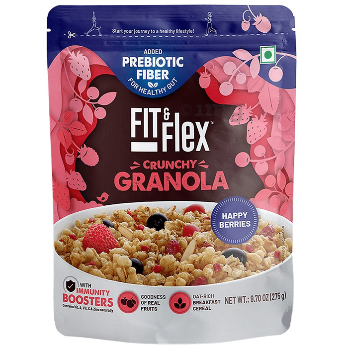 Fit & Flex Happy Berries Granola Oat Rich Breakfast Cereal with Real Fruits