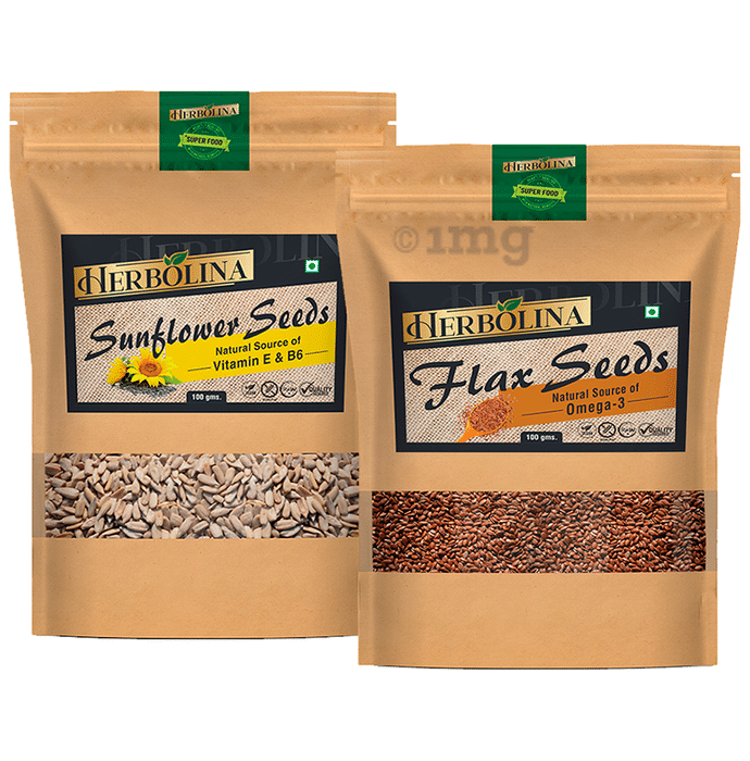 Herbolina Combo Pack of Sunflower & Flax Seeds (100gm Each)