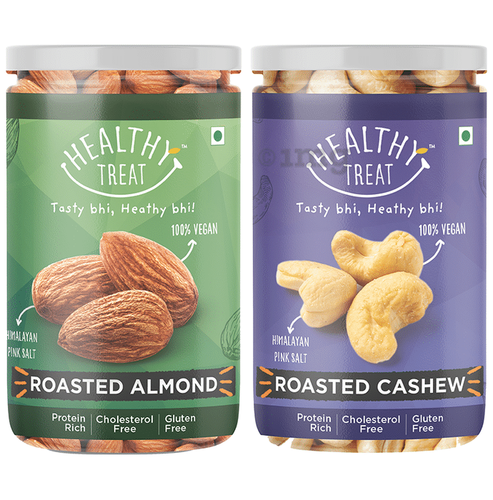 Healthy Treat Combo Pack of Roasted Almond & Roasted Cashew (200gm Each)