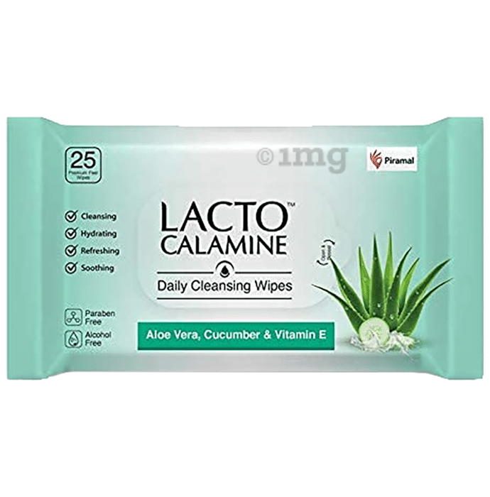 Lacto Calamine Daily Cleansing Wipes with Aloe Vera, Cucumber & Vitamin E