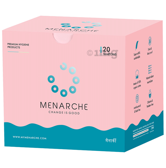 Menarche 100% Organic Cotton Tampons (20 Each) Regular Flow