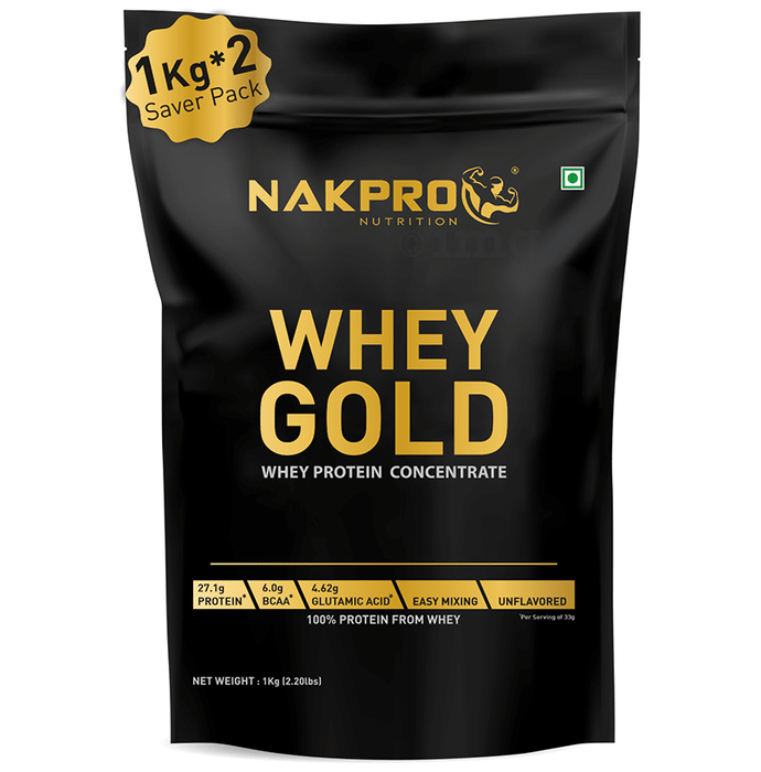 Nakpro Nutrition Whey Gold Whey Active Concentrate Powder (1kg Each) Unflavored