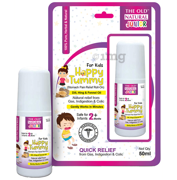 The Old Natural Junior for Kids Happy Tummy Stomach Pain Relief Roll-On Oil