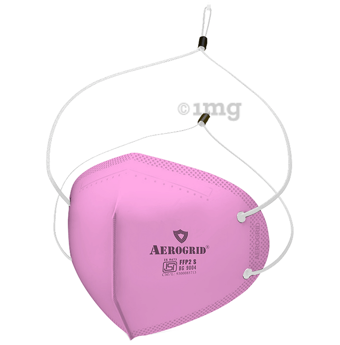 Aerogrid FFP2 6 Layer BIS Certified Premium N95 Mask Pink with Adjustable White Head Loop