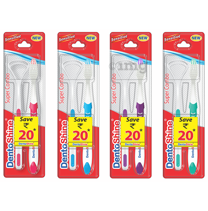 DentoShine Super Combo (Super Slim Soft Toothbrush + Tongue Cleaner)