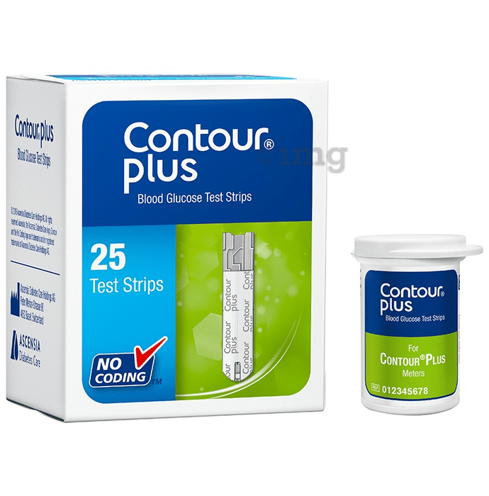 Contour Plus Blood Glucose Monitoring System Glucometer with 25 Test Strip Free