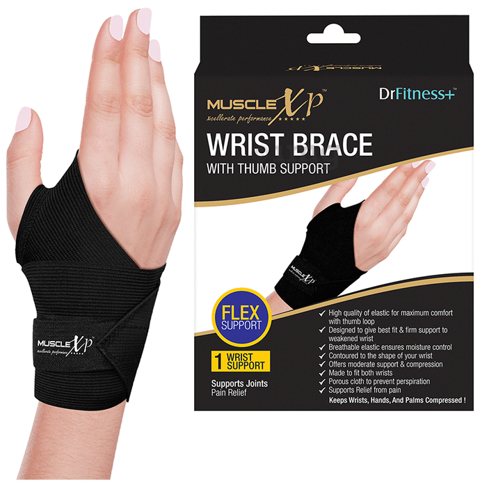 MuscleXP Dr Fitness+ Wrist Brace With Thumb Support