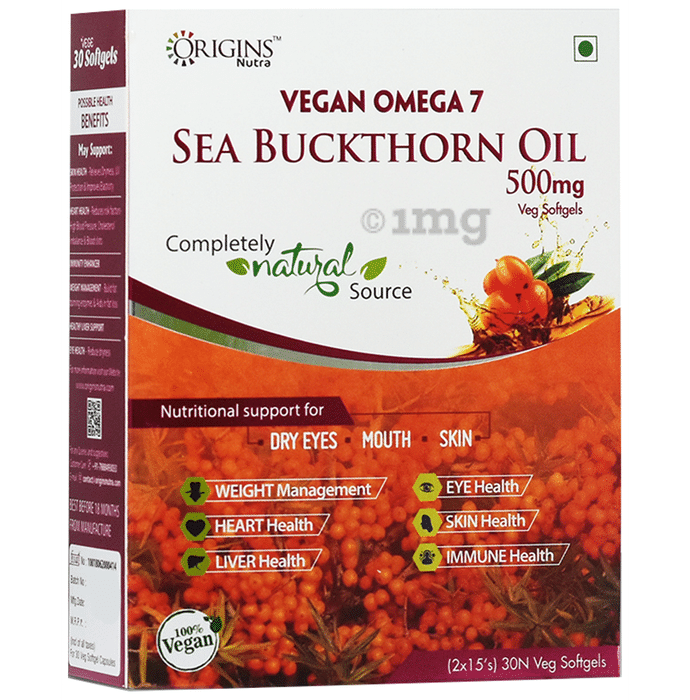 Origins Nutra Vegan Omega 7 Sea Buckthorn Oil 500mg Veg Softgel
