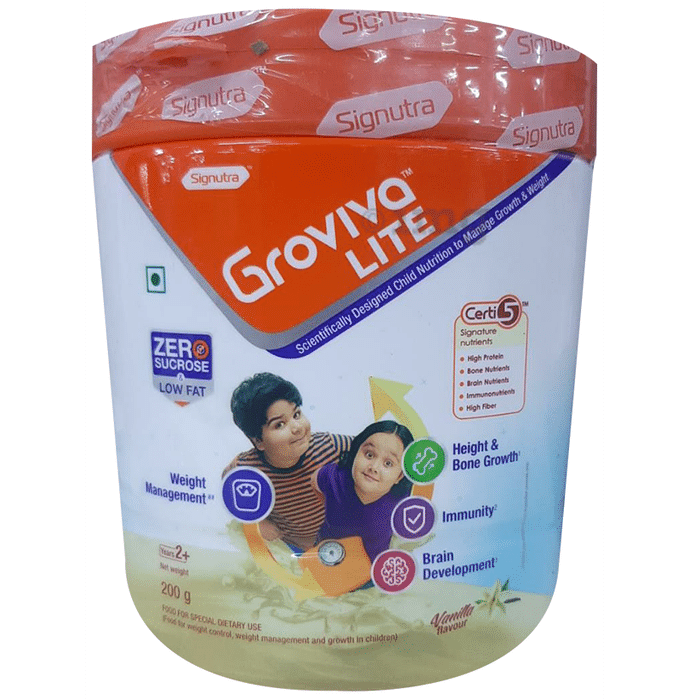 Groviva Lite High Protein for Height, Bone, Immunity & Brain Development | Flavour Vanilla Powder