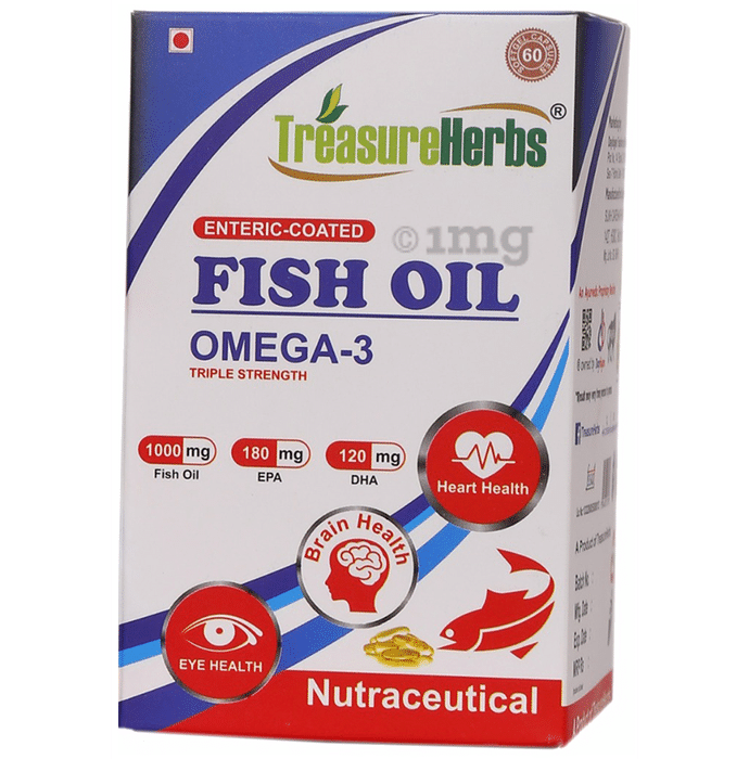TreasureHerbs Enteric-Coated Fish Oil Omega 3 Triple Strength Capsule