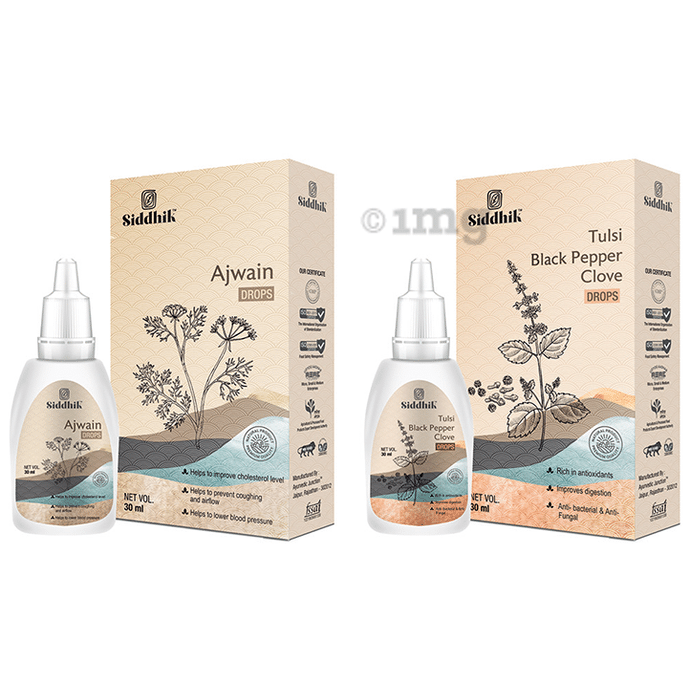 Siddhik Combo Pack Ajwain Drop & Tulsi Black Papper Clove Drop (30ml Each)