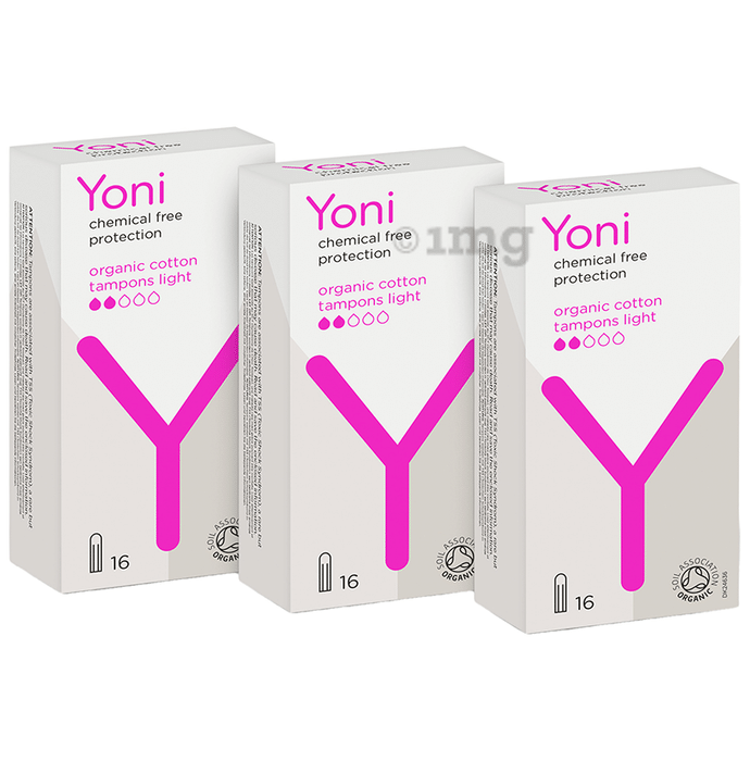 Yoni Organic Cotton Tampons Light (16 Each)