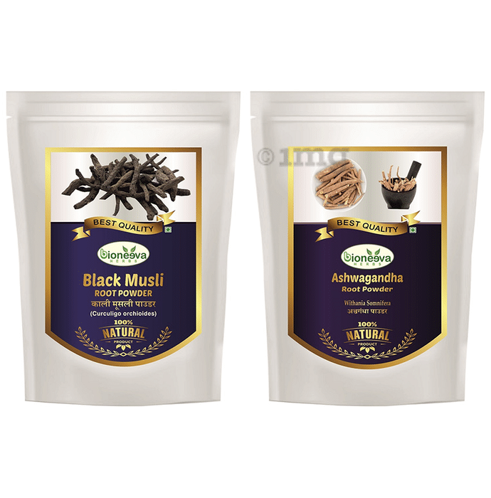 Bioneeva Herbs Combo Pack of Black Musli Root Powder & Ashwagandha Root Powder (100gm Each)