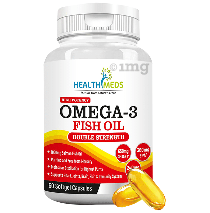 Healthmeds Double Strength Omega 3 Fish Oil 1000mg Softgel Capsule
