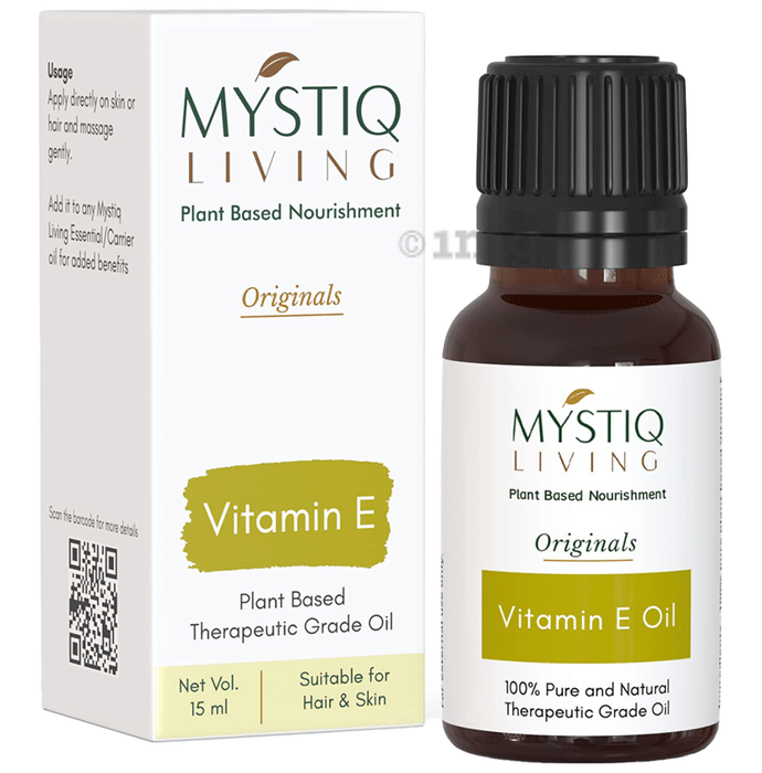 Mystiq Living Vitamin E Oil for Hair, Face and Skin | 100% Pure and Natural