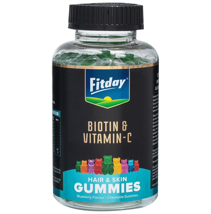 Fitday Biotin & Vitamin-C Hair & Skin Gummies Blueberry