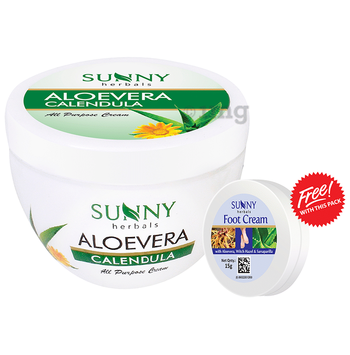 Sunny Herbals Aloevera Calendula Cream with 15gm Foot Cream Free