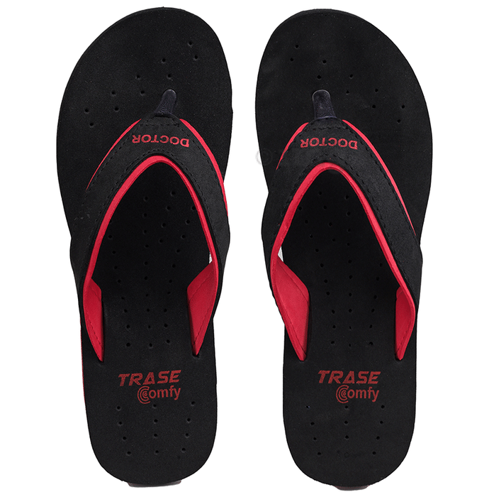 Trase Doctor Ortho Slippers for Women & Girls Light weight, Soft Footbed with Flip Flops 3 UK Black & Red