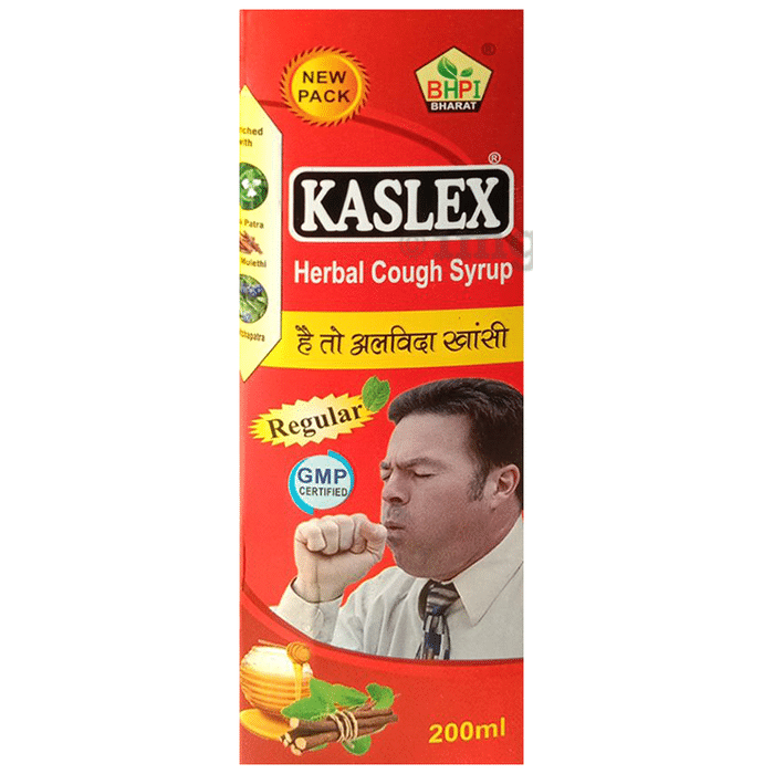 BHPI Bharat Kaslex Regular Herbal Cough Syrup (200ml Each) with 10 Kaslex Lozenges Free