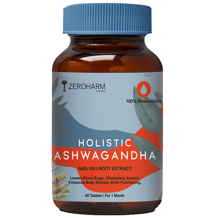 Zeroharm Sciences Holistic Ashwagandha Tablet for Stress Relief, Improves Performance and Immunity