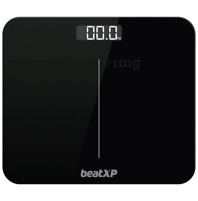 beatXP Gravity Elite Digital Weighing Scale with 6mm Thick Tempered Glass Black