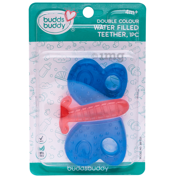 Buddsbuddy Double Color BPA free Water Filled 4m+ Teether Blue