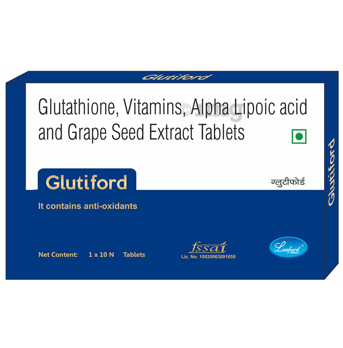 Leeford Glutiford with Glutathione, Vitamins, ALA and Grape Seed Extract | For Skin & Antioxidant Support | Tablet