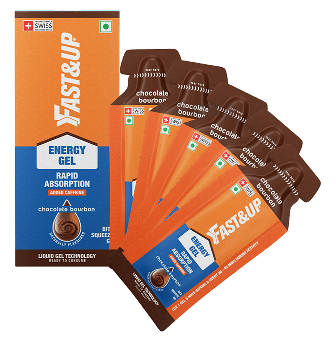 Fast&Up Energy Gel Sachet | Rapid Absorption & Liquid Gel Technology | Flavour Chocolate Bourbon Added Caffeine