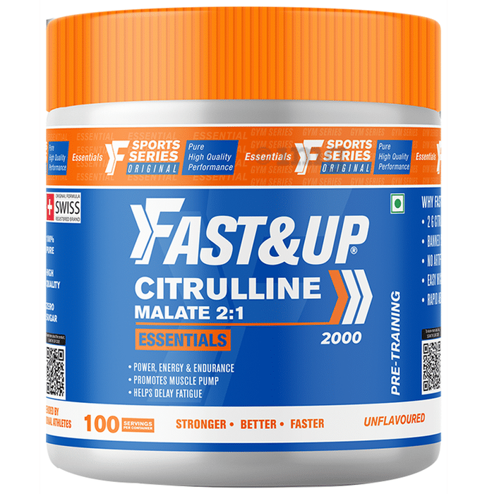 Fast&Up Citrulline Malate Essentials for Muscles, Endurance & Fatigue Reduction | Unflavoured