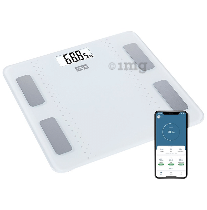Sansui Smart Bluetooth Body Fat Analyser Weighing Scale White 180kg
