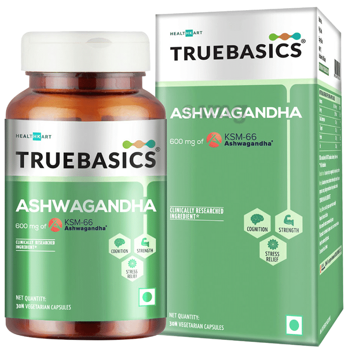 TrueBasics Ashwagandha 600mg | Veg Capsule for Brain, Strength & Stress Relief