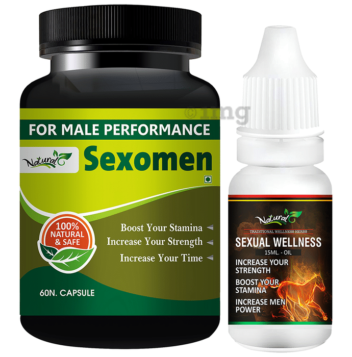 Natural Combo Pack of Sexomen 60 Capsule &  Sexual Wellness Oil 15ml