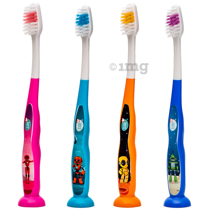 Buddsbuddy Robo Cartoon Kids Soft Bristles Tooth Brush Multicolor