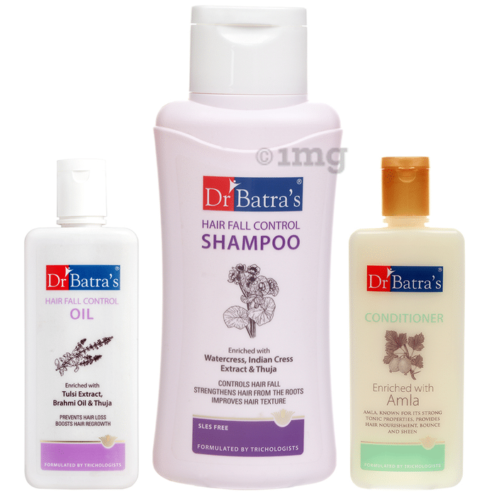 Dr Batra's Combo Pack of Hair Fall Control Oil 200ml, Hair Fall Control Shampoo 500ml and Conditioner 200ml