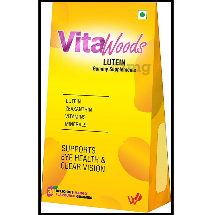 Vitawoods Lutein with Zeaxanthin, Vitamins & Minerals for Eye Health & Vision | Flavour Delicious Mango Gummy