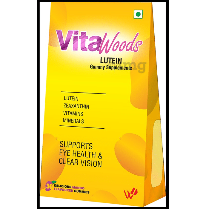 Vitawoods Lutein with Zeaxanthin, Vitamins & Minerals for Eye Health & Vision | Flavour Delicious Mango Gummy