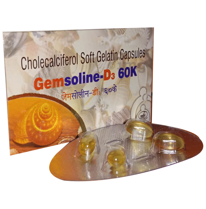 Gemsoline-D3 60K Capsule: Buy strip of 4 capsules at best price in