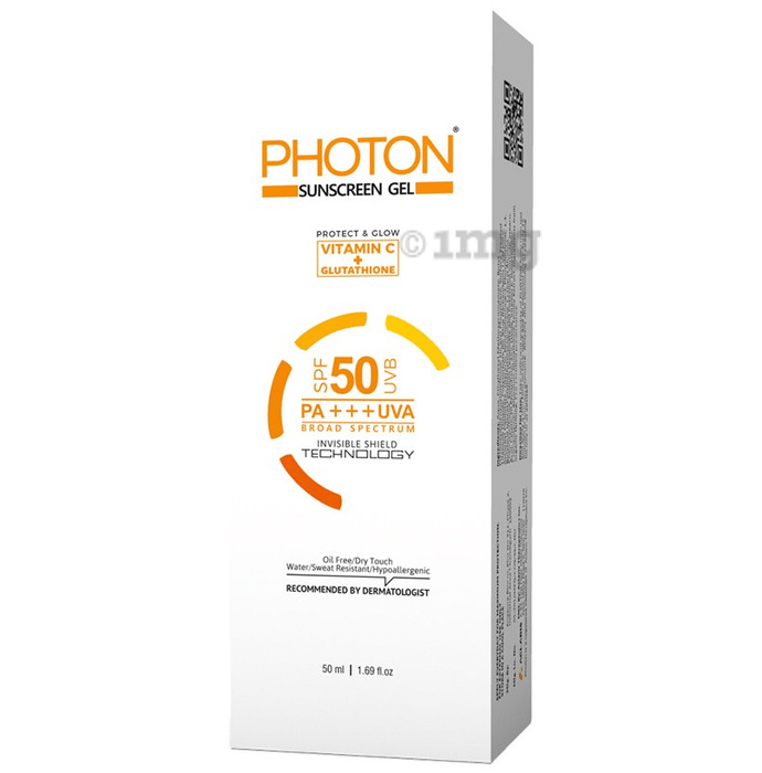 Photon Sunscreen Gel with Vitamin C & Glutathione | SPF 50 PA+++ UVA/UVB Broad Spectrum