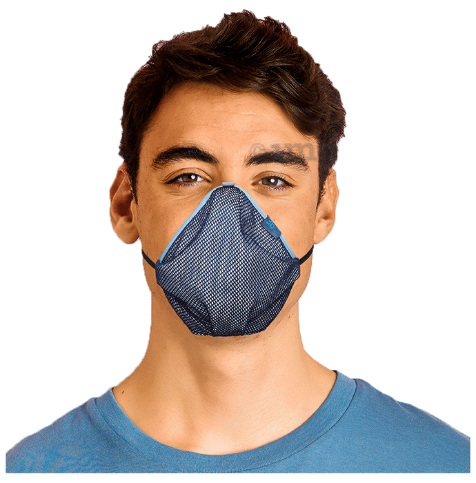 3bo Large Deltoid Turbo Face Mask in Navy Mesh with Blue, Grey & Navy Binding