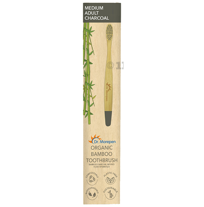 Dr. Morepen Organic Bamboo Toothbrush Adult Medium Charcoal