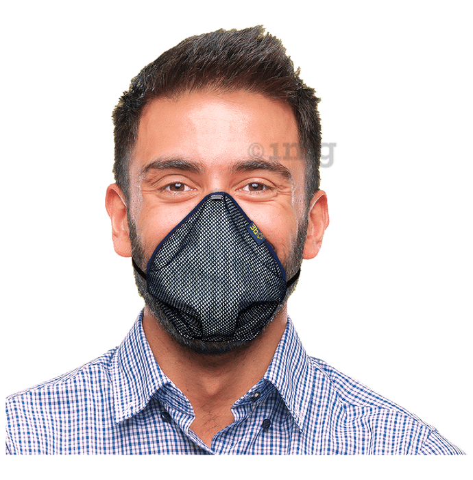 3bo Large Deltoid Turbo Face Mask in Navy Mesh with Navy Binding