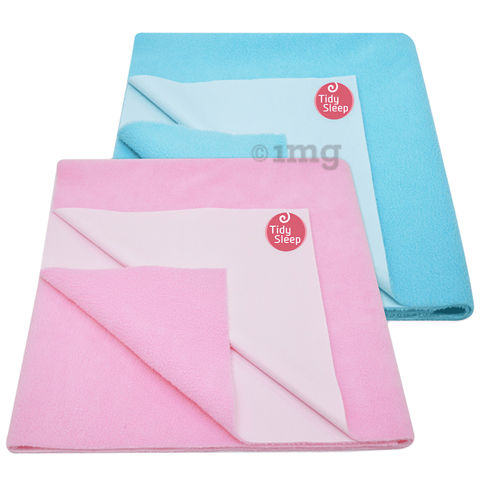 Tidy Sleep Water Proof & Washable Baby Care Dry Sheet & Bed Protector Large Baby Blue and Baby Pink