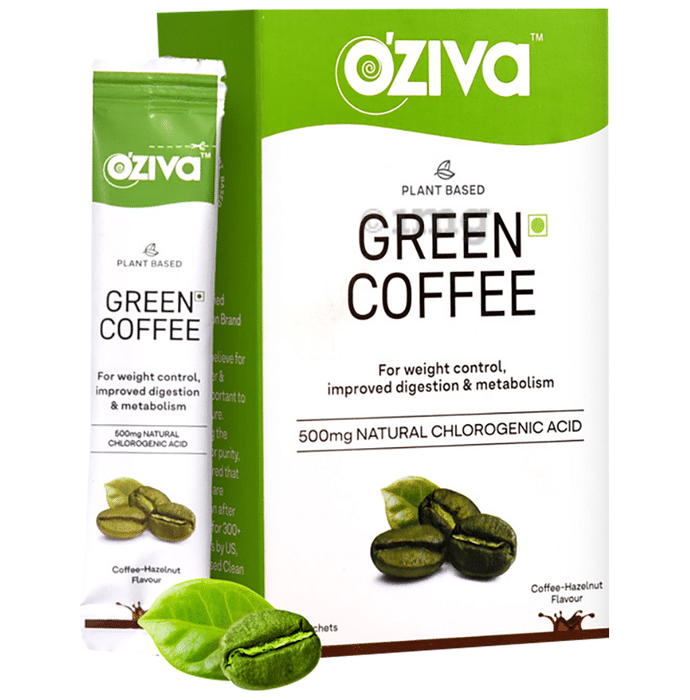 Oziva Plant Based Green Coffee for Digestion & Better Metabolism (2gm Each) Coffee Hazelnut