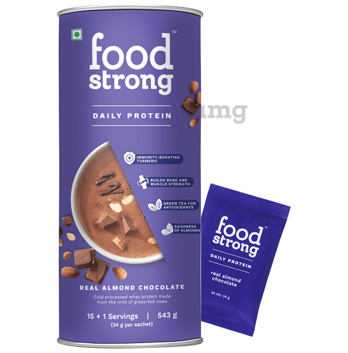 Foodstrong Daily Protein Sachet (34gm Each) Real Almond Chocolate