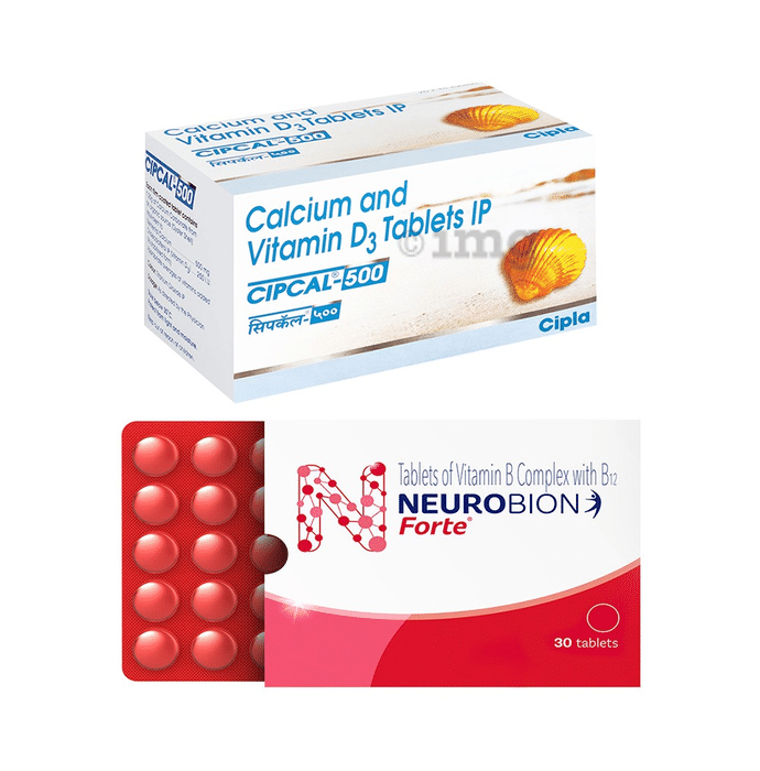 Combo Pack of Cipcal 500 Tablet (15) & Neurobion Forte Tablet (30)