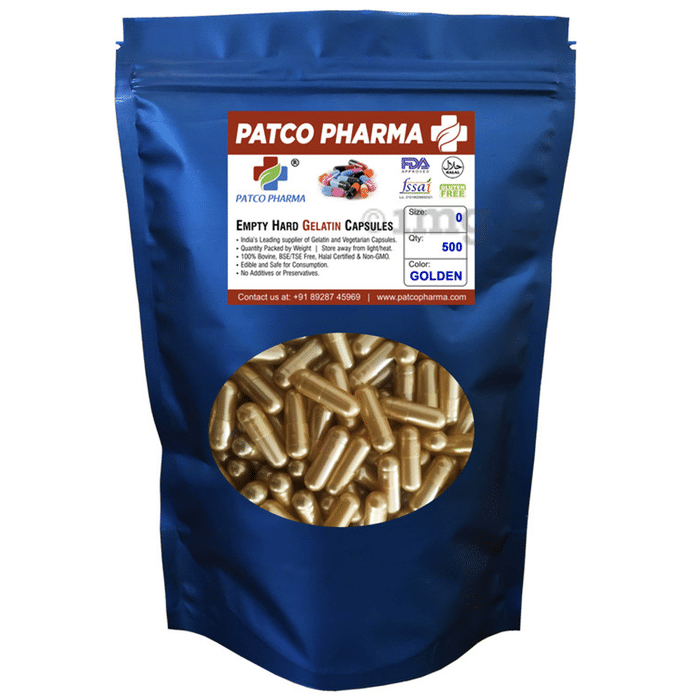 Patco Pharma Empty Hard Gelatin Capsule Size 0 Golden