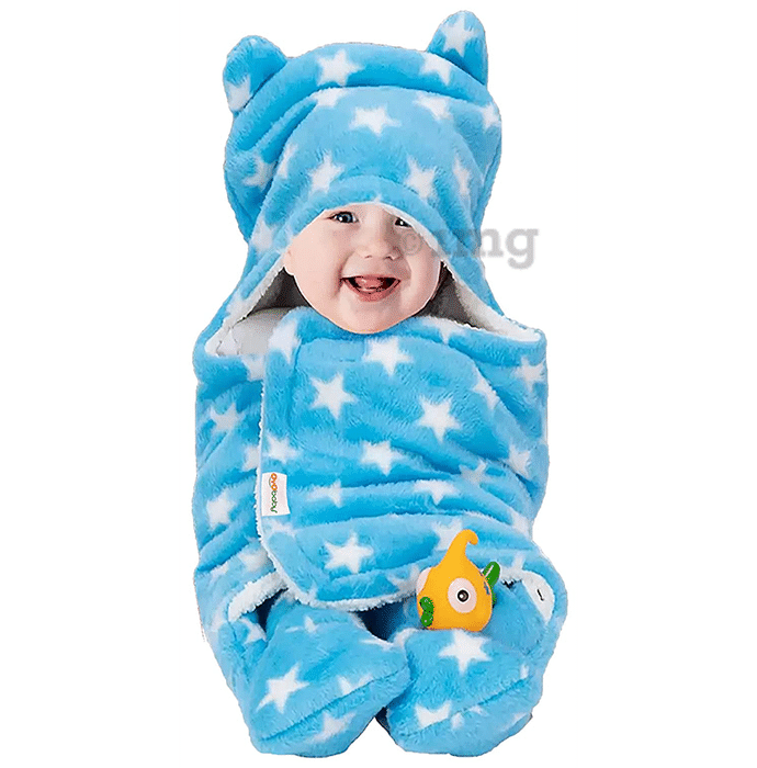 Oyo Baby 3 in 1 Blanket Wrapper-Sleeping Bag for New Born Babies Blue Star