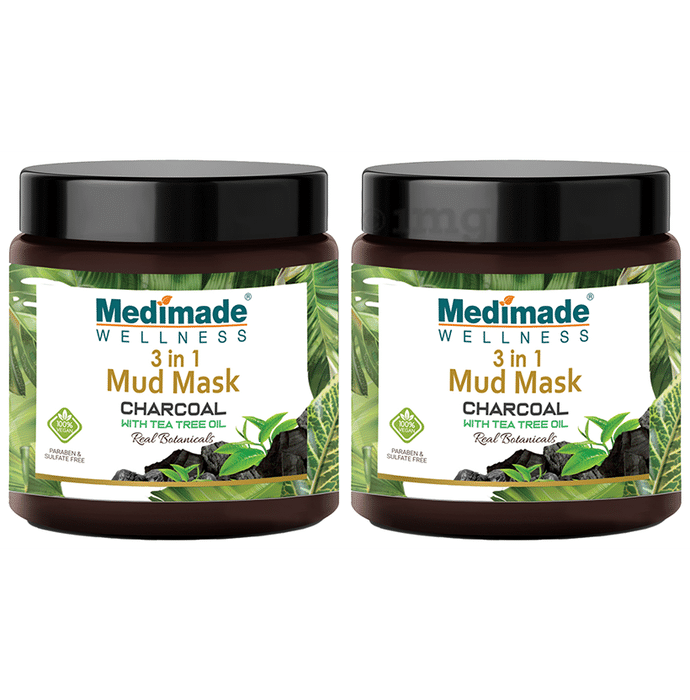 Medimade Wellness Charcoal with Tea Tree Oil 3 in 1 Mud Mask (100gm Each)
