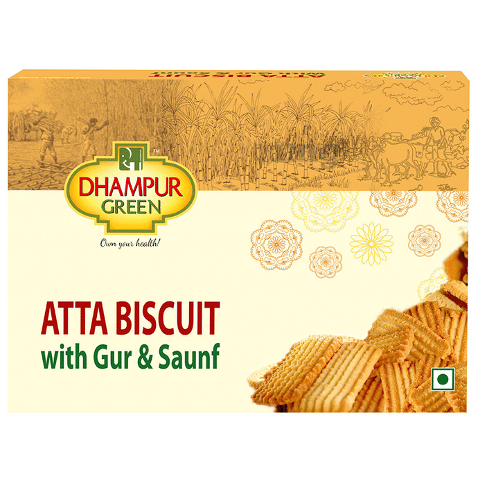 Dhampur Green Atta Biscuit with Gur & Saunf